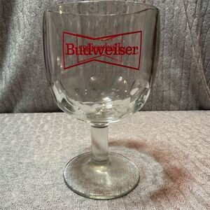Vintage Budweiser Thumbprint Beer Glass Goblet Bowtie Logo 1980s